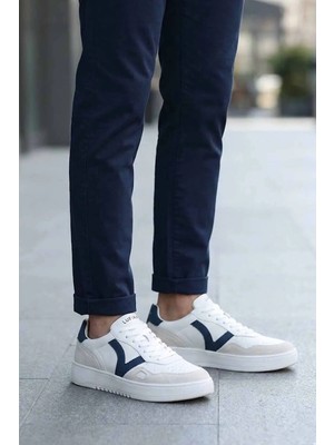 Lufian Erkek Beyaz Günlük Sneaker Ayakkabı - Süet Detaylı Konforlu Tasarım-C2