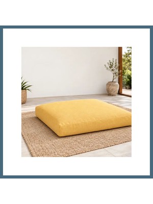 Bezos Düz Kare Yer Minderi · 60 × 60 × 8 cm | Hardal | Iç Mekân Agc