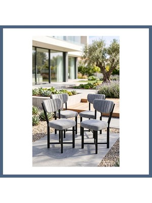 Bezos Sandalye 4 Adet Baby Face Kumaş Metal Ayak Modern Mutfak Sandalyesi Cafe Balkon Ofis Elma BZS10