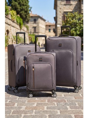 Fossil 032 3'lü Set Ultra Light Hafif Lüx Kumaş Tekerlekli Valiz