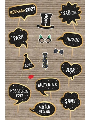 Pekshop 2027 Yılbaşı Yeni Yıl Partisi Konuşma Balonları Seti El Pankartları