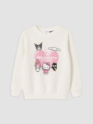 LC Waikiki Lc Waıkıkı Ekru Hello Kitty Baskılı Kız Çocuk Sweatshirt