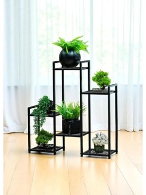 Die Grup Dekoratif Metal 6 Raflı Saksılık Katlı Dikey Saksı Standı Çiçeklik Bahçe ve Balkon Dekoru Garden