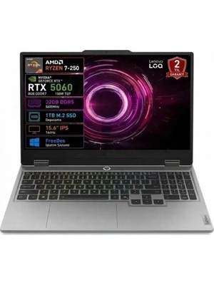 Lenovo Loq 83JG00BJTR Ryzen 7 250 32GB 1tb SSD 8gb RTX5060 100W 15.6 Fhd 144Hz Freedos