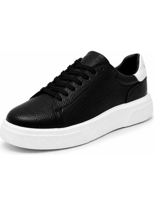Lufian Erkek Hakiki Deri Sneaker Günlük Spor Ayakkabı Siyah Kalın Taban Hafif Rahat Casual LFN-RS2006