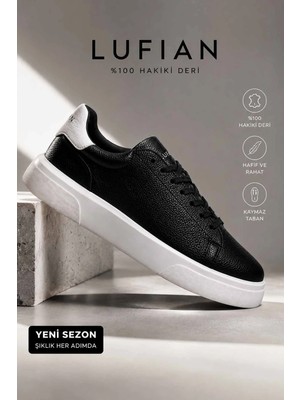 Lufian Tommy Erkek Hakiki Deri Sneaker Siyah Günlük Spor Ayakkabı Kalın Taban Casual Rahat Ayakkabı Lfn -T2026