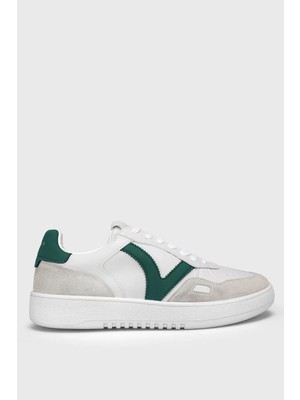 Lufian Erkek Beyaz Yeşil Günlük Sneaker Ayakkabı - Süet Panelli Retro Tasarım