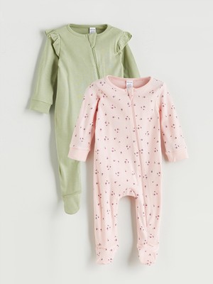 LC Waikiki Lcw Baby Pembe Bisiklet Yaka Kız Bebek Tulum 2'li
