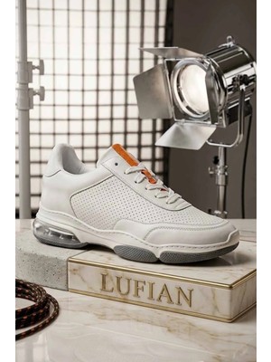 Lufian Erkek Beyaz %100 Hakiki Deri Sneaker - Hava Yastıklı Konforlu Günlük Spor Ayakkabı LFN-5401