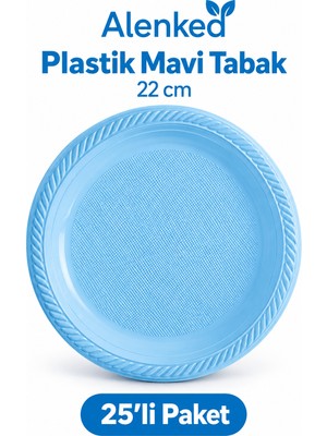 Alenked Mavi Plastik Parti Tabağı – Doğum Günü 25'li