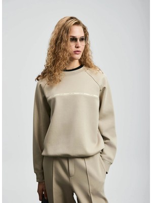Lufian Lufıan Angelına Bej Kadın Bisiklet Yaka Slim Fit Süprem Sweatshirt