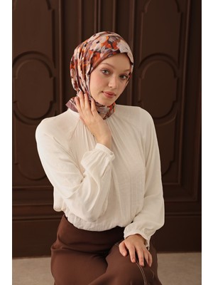 Silk Home Velora Eşarp Flower Koyu Vizon