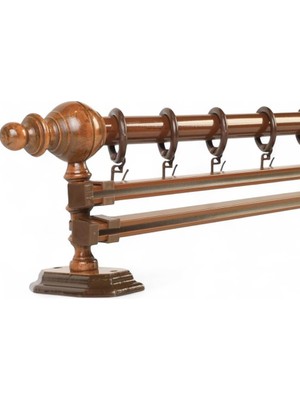 Happy Trend Çift Raylı Ahşap Rustik Perde Askısı (225 Cm)