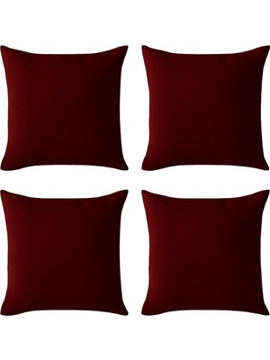 Happy Trend Perde Kırlent Kılıfı 4'lü Set - Gizli Fermuarlı - Kadife Dokulu,bordo 43 x 43