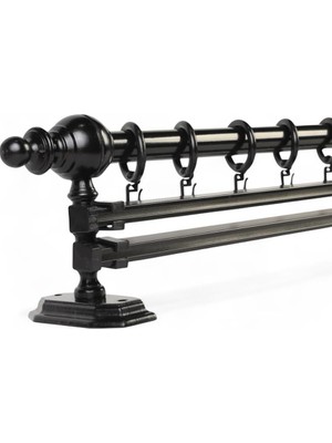 Happy Trend Çift Raylı Ahşap Rustik Perde Askısı (100 Cm)