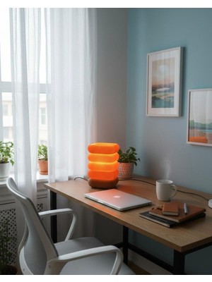 Happy Trend Abajur Masa Lambası – Sıcak ve Yumuşak Işık, Dekoratif Minimal Tasarım, Yatak Odası, Komodin, Salon ve Gece Lambası Kullanımı Için Tak Çalıştır Montaj Gerektirmez