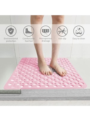 Happy Trend Kaydırmaz Duşakabin Banyo ve Duş Paspası Kare Bubble 54 x 54 cm Pembe Renk SEA149P