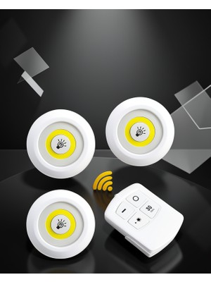 Astraltech LED Lamba 3'lü Uzaktan Kumandalı Pilli Yapışkanlı
