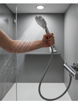 Astraltech 4 Kademeli Spiral Hortumlu Krem El Duşu Başlığı