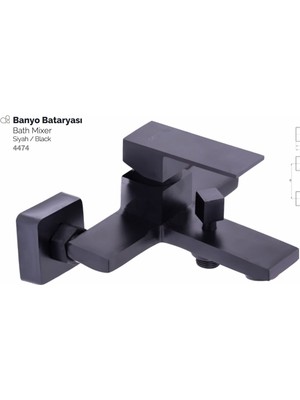 Penta 4474 Loya Black Banyo Bataryası Musluğu Pirinç Gövde