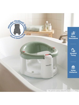Babyjem Önden Açılır Banyove Mama Oturağı ve Minderi Soft Yeşil - 2'Li Set