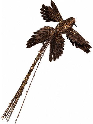 Dekorsende Yılbaşı Ağaç Süsü Anka Kuşu Klipsli Simli Bronz 35 cm