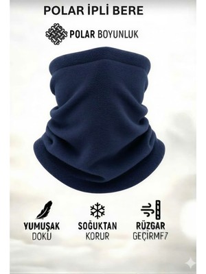 Qulothes Extrakalın Termal Polar Soğuk Geçirmez Bere & Boyunluk Unisex Pamuklu Kışlık Ayarlanabilir Ipli Bere