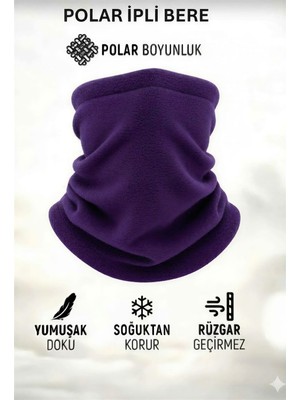 Qulothes Extrakalın Termal Polar Soğuk Geçirmez Bere & Boyunluk Unisex Pamuklu Kışlık Ayarlanabilir Ipli Bere