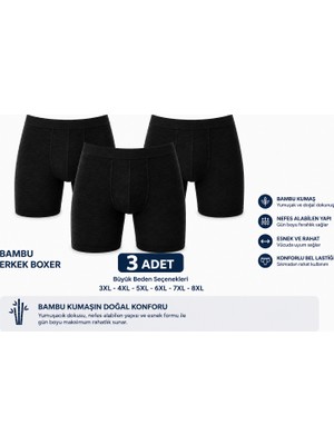 Derin Mavi 3 Adet Bambu Erkek Boxer