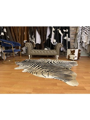 Fiesta Leather Art Hakiki Deri Dana Postu Beyaz Zebra Baskılı 190 x 220 cm - 2261201000048