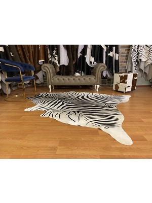 Fiesta Leather Art Hakiki Deri Dana Postu Beyaz Zebra Baskılı 195 x 225 cm - 2261201000051