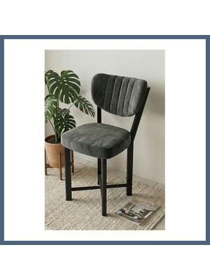 Bezos Sandalye 1 Adet Baby Face Kumaş Metal Modern Mutfak Sandalyesi Cafe Balkon Ofis Elma 9815 Antrast BZS10