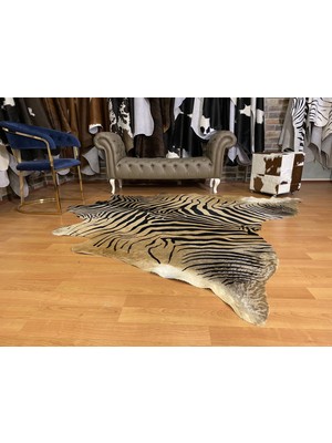 Fiesta Leather Art Hakiki Deri Dana Postu Kahve Zebra Baskılı 230 x 220 cm - 2261101000013