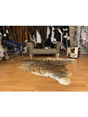 Fiesta Leather Art Hakiki Deri Dana Postu Kahve Zebra Baskılı 200 x 215 cm - 2261101000011