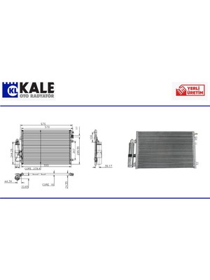 Kale KLİMA RADYATÖRÜ CLİO 2 KANGOO 1997+ SYMBOL 1-2 1,5DCİ 1,9D 1,2 1,4 1,6 16MM. 7700428083 050ABC030