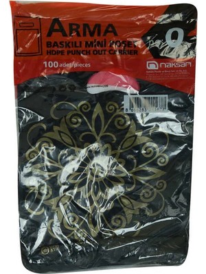 Colezium Arma Baskılı Mini Poşet Eczane Mağaza Dükkan Poşeti  Desen Renk 32X20 100 Adet No:0