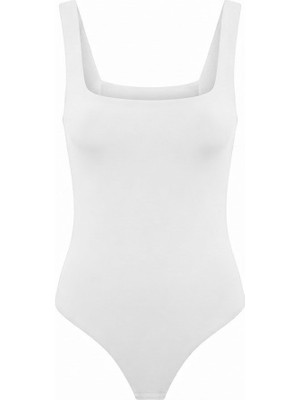 Seda Unlu Butik Jova Askılı Zıbın Beyaz Bodysuit