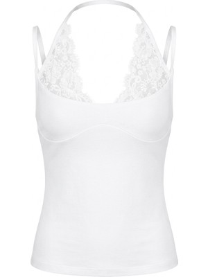 Seda Unlu Butik Kindy Beyaz Dantel Detaylı Bodysuit