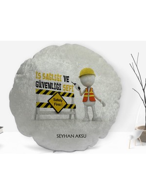 BK Gift Kişiye Özel Isimli Iş Sağlığı ve Güvenliği Şefi Tasarımlı Dekoratif Kırlent Yastık-1