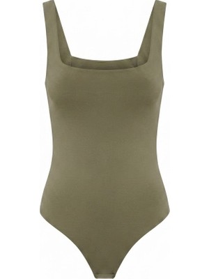Seda Unlu Butik Jova Askılı Zıbın Haki Bodysuit