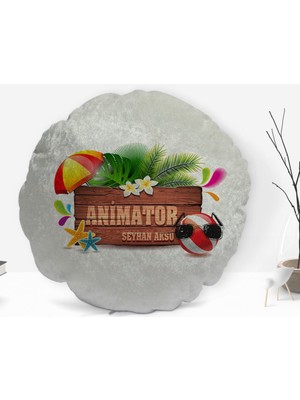 BK Gift Kişiye Özel Isimli Animatör Tasarımlı Dekoratif Kırlent Yastık-1