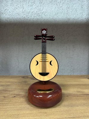 Tunç Hediyelik Saz Müzik Kutusu Ruan Çin Gitarı Kurmalı Dekoratif Hediyelik