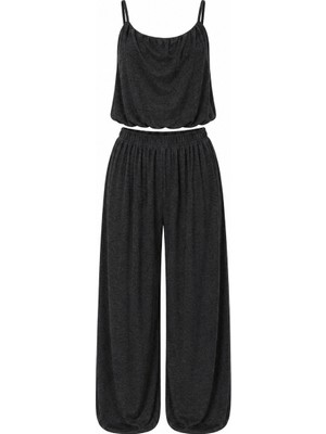 Seda Unlu Butik Lumea Antrasit Şalvar Pantalon Crop Takım