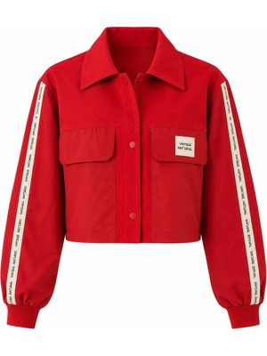 Seda Unlu Butik Holden Kırmızı Kenarları Yazılı Ceket