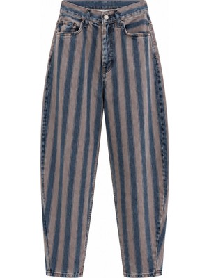 Seda Unlu Butik Lovia Pembe Şeritli Denim Jean Pantalon