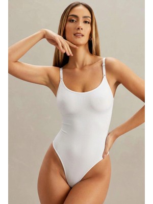 Marchè Bien Kadın Dikişsiz Örgü Askılı Siyah Full Body