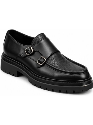 Bülent Danış Erkek Siyah Hakiki Deri Çift Tokalı Double Monk Strap Ayakkabı