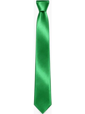 Metin Ali Erkek Yeşil Parlak Kumaş İnce Kravat