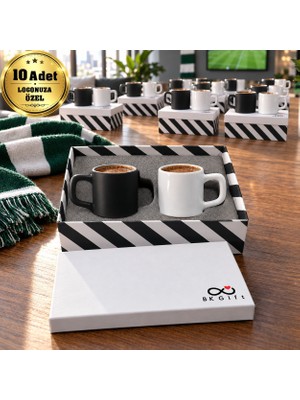 Logonuza Özel 10 Adet Kutulu Taraftar Temalı Seramik 2'li Fincan Seti Kurumsal Hediye
