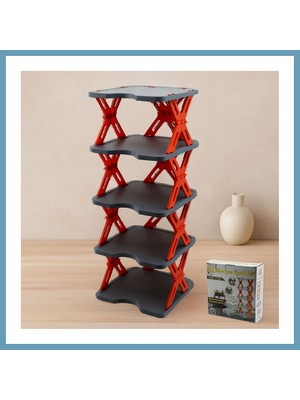 Bezos 5 Katlı Katlanabilir Akordeon Plastik Ayakkabılık 27X27 cm MBT06